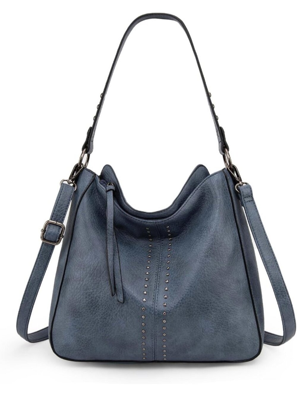 Women's Jean Blue Leather West Hobo Crossbody Leather Purse Ladies Shoulder Bag